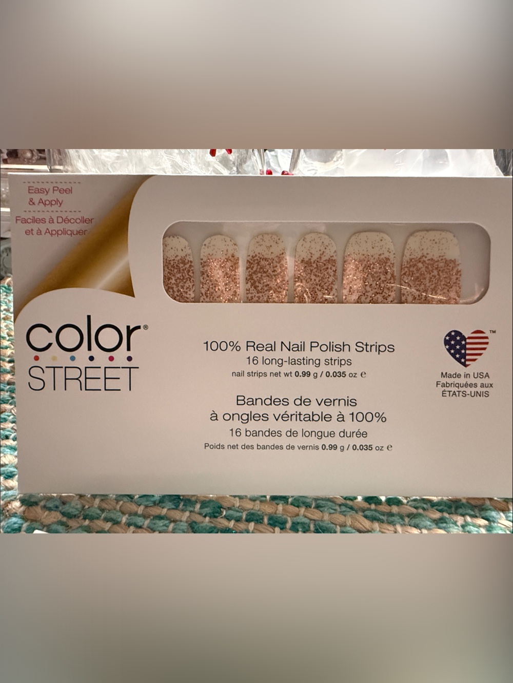 🌸Color Street Cream Nail Strips with Rose Gold Glitter
